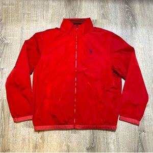 Polo Ralph Lauren Mesh Lined Windbreaker Jacket w/Spellout On Collar Men's Large